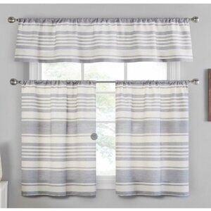 Vue Window Solutions Vinstra Tier Pair in Indigo Curtains 2”x26”x45” Linen Blend